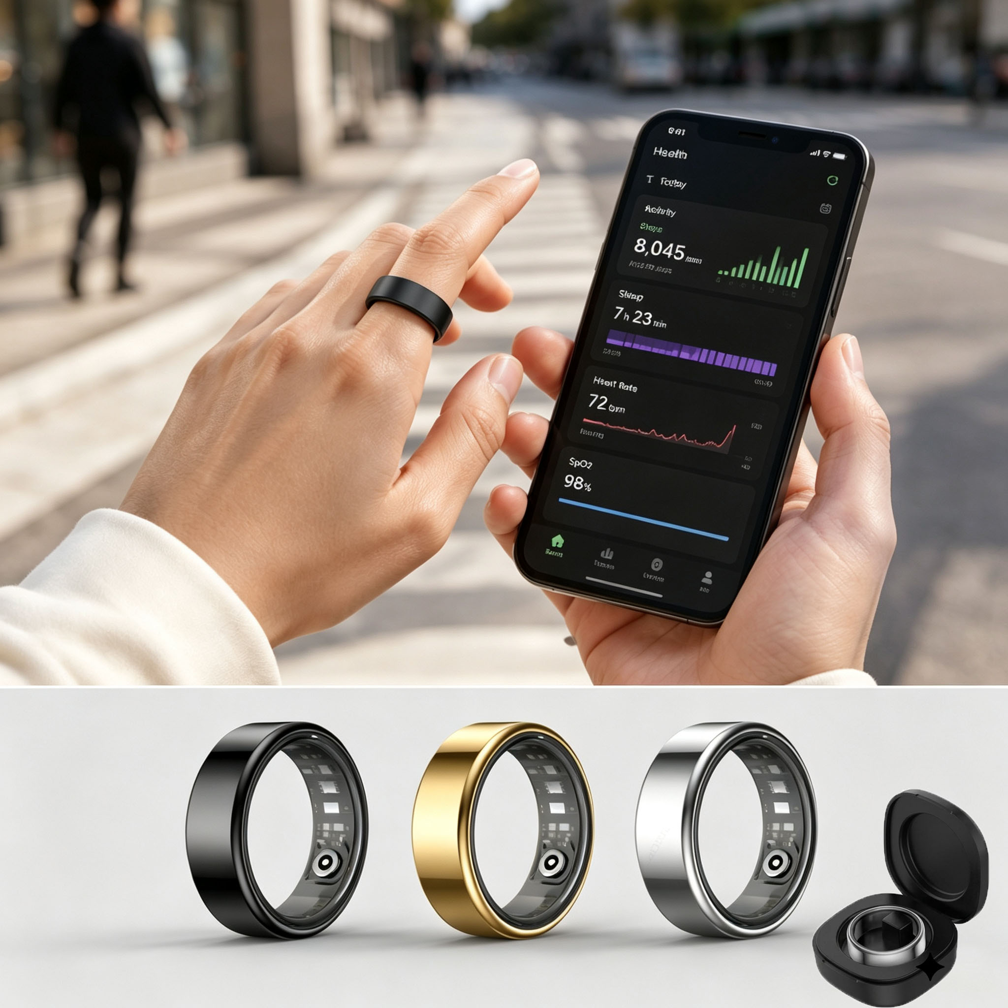 Smart Ring Health Tracker Heart Rate Sleep - Smart Ring Heart Rate Blood Pressure