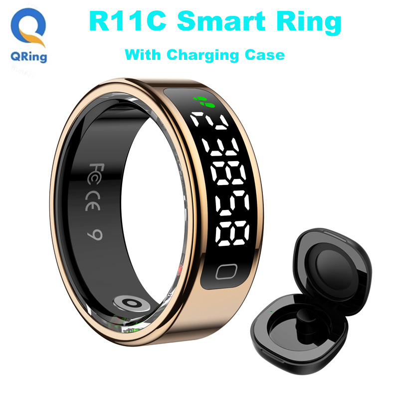 Smart Ring Health Tracker Heart Rate Sleep - AMZMAX R11C Display Screen Smart Ring