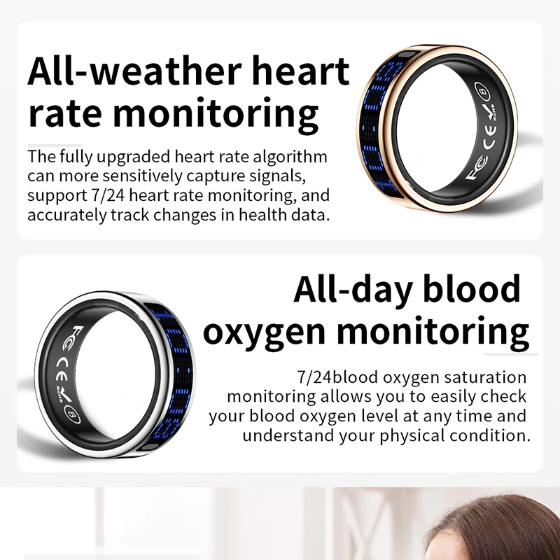 New Smart Ring Blue LED Displa - Smart Ring Health Tracker Heart Rate Sleep recension och pris