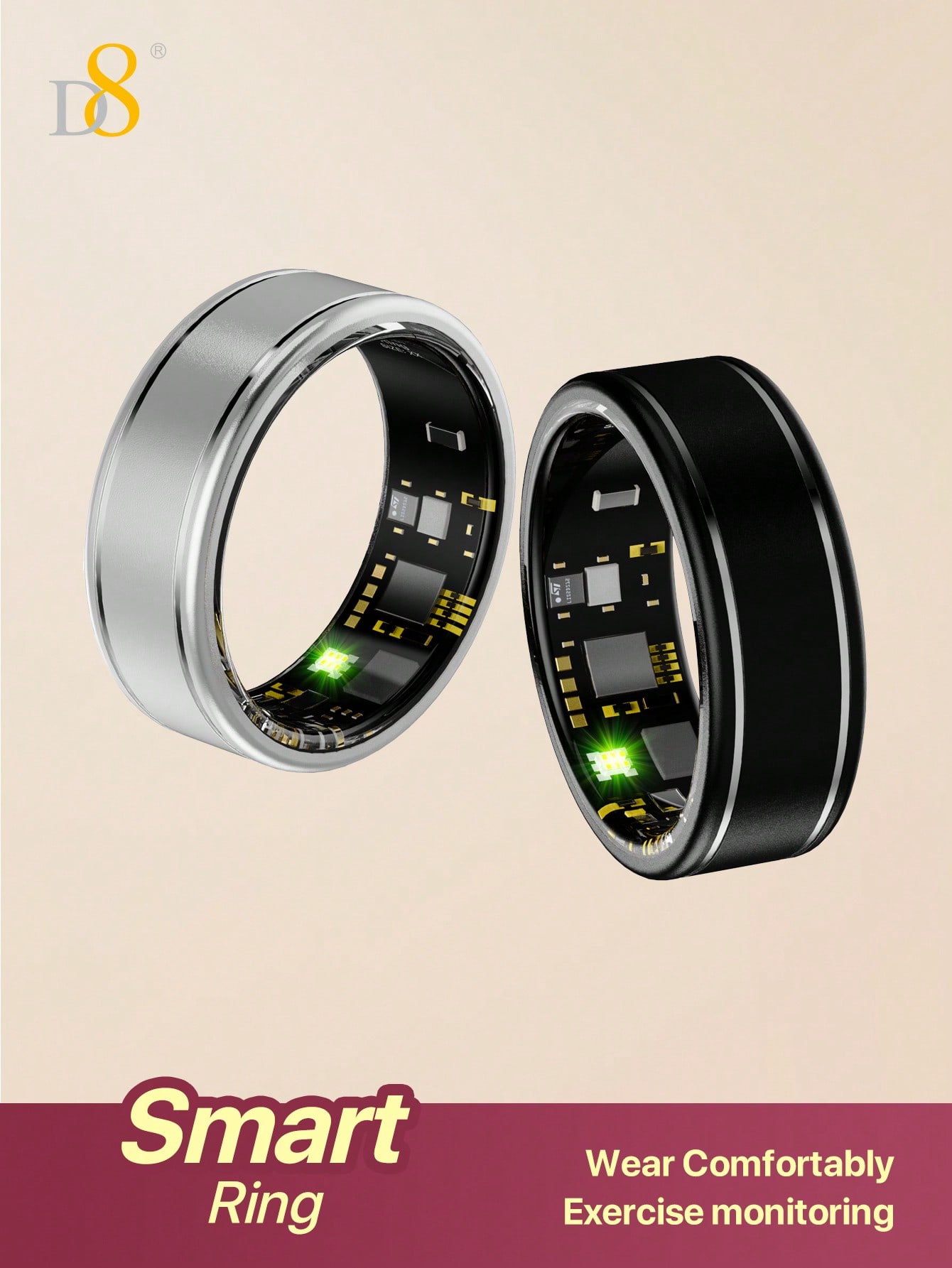 D8 Smart Ring Fitness Tracker  - Smart Ring Step Calorie Fitness Monitor recension och pris